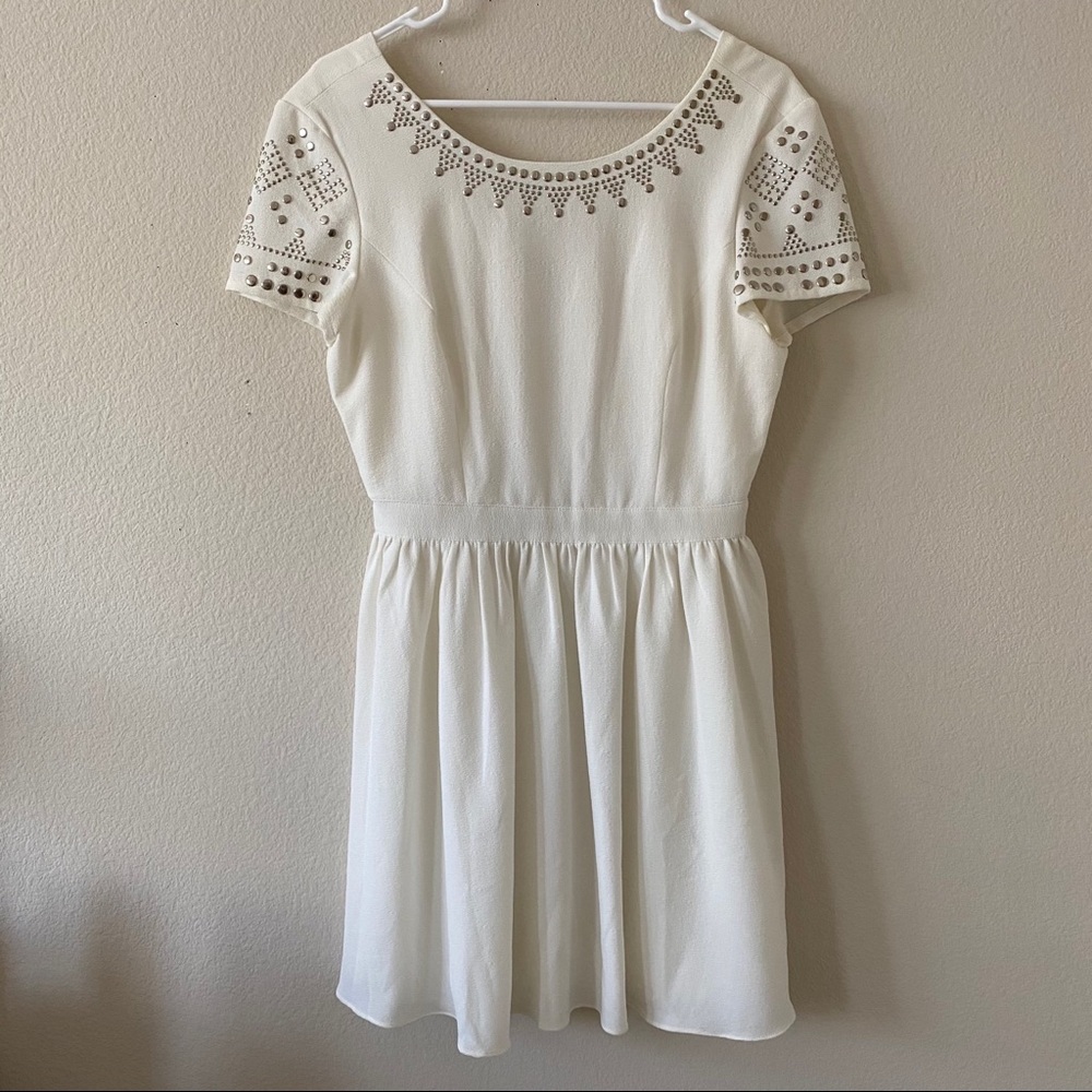 white studded babydoll dress